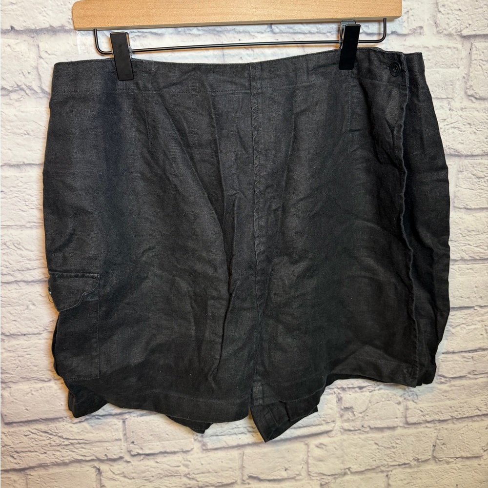 J.Jill Women Linen Skort‎ short skirt Black Size 14 petite